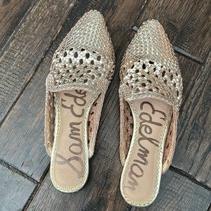 SAM EDELMAN GOLD METALLIC MULES // LIGHTLY WORN // SIZE 5.5